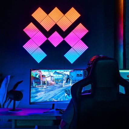 Twinkly - CONJUNTO 6xLED RGB Painel com regulação SQUARES 64xLED 16x16 cm Wi-Fi