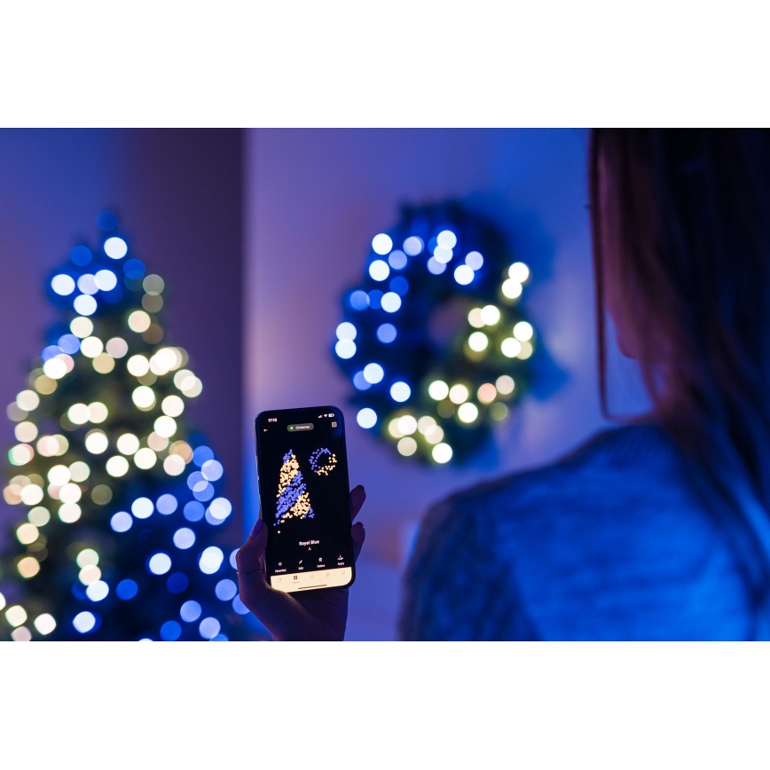 Twinkly - LED RGB Regulação Coroa de natal PRE-LIT WREATH 50xLED diâmetro 61cm Wi-Fi