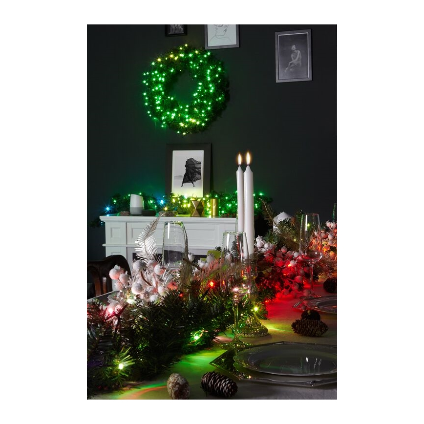 Twinkly - LED RGB Regulação Coroa de natal PRE-LIT WREATH 50xLED diâmetro 61cm Wi-Fi