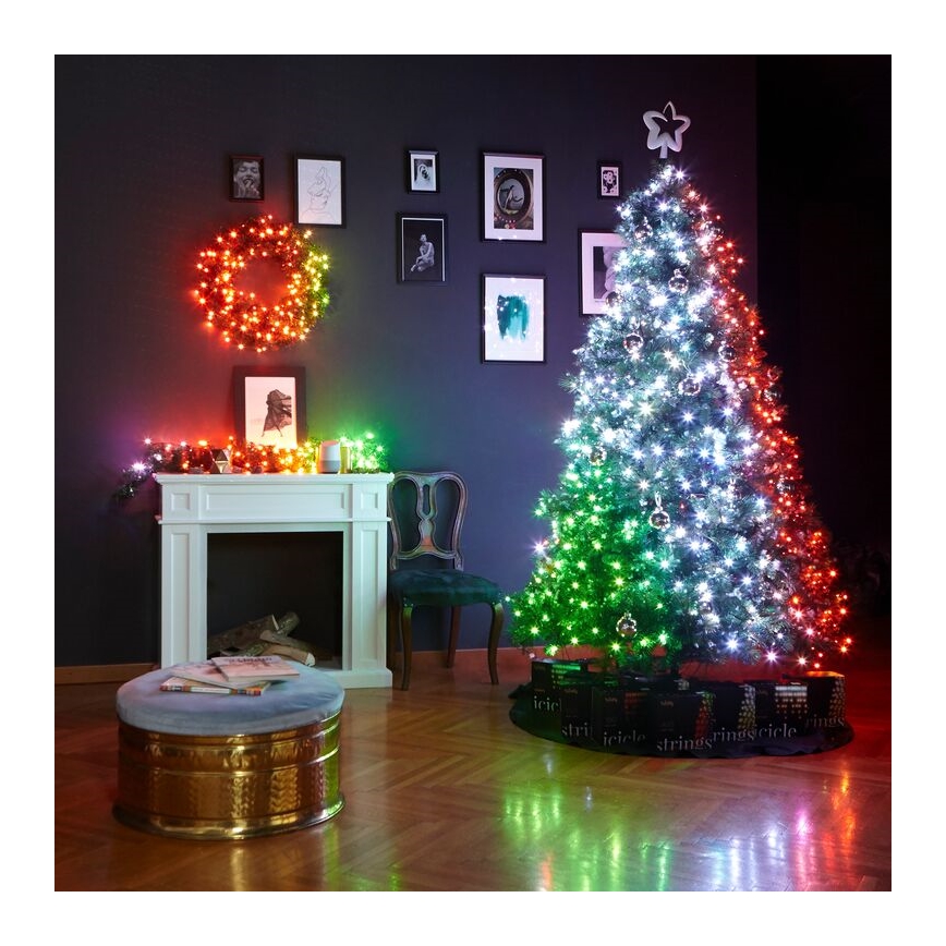 Twinkly - LED RGB Regulação Coroa de natal PRE-LIT WREATH 50xLED diâmetro 61cm Wi-Fi