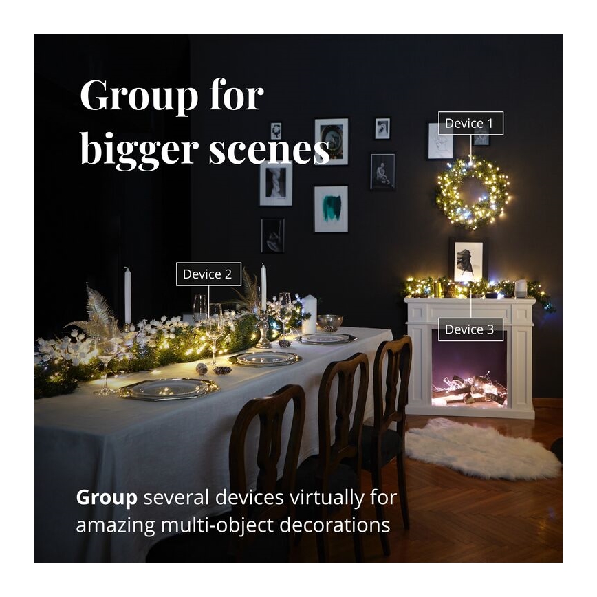 Twinkly - LED RGB Regulação Coroa de natal PRE-LIT WREATH 50xLED diâmetro 61cm Wi-Fi