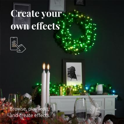 Twinkly - LED RGB Regulação Coroa de natal PRE-LIT WREATH 50xLED diâmetro 61cm Wi-Fi