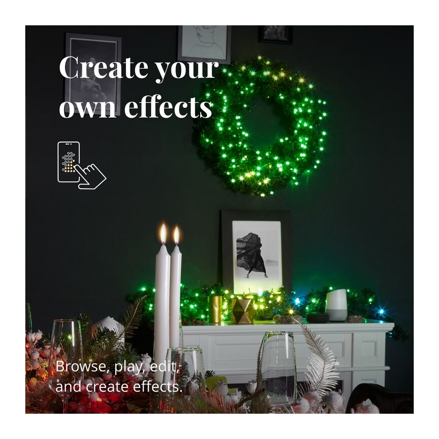 Twinkly - LED RGB Regulação Coroa de natal PRE-LIT WREATH 50xLED diâmetro 61cm Wi-Fi