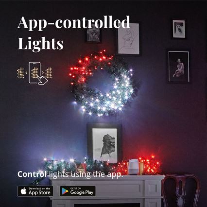 Twinkly - LED RGB Regulação Coroa de natal PRE-LIT WREATH 50xLED diâmetro 61cm Wi-Fi