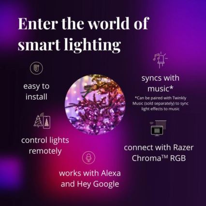 Twinkly - LED RGBW Regulação exterior Corrente de Natal STRINGS 250xLED 23,5m IP44 Wi-Fi
