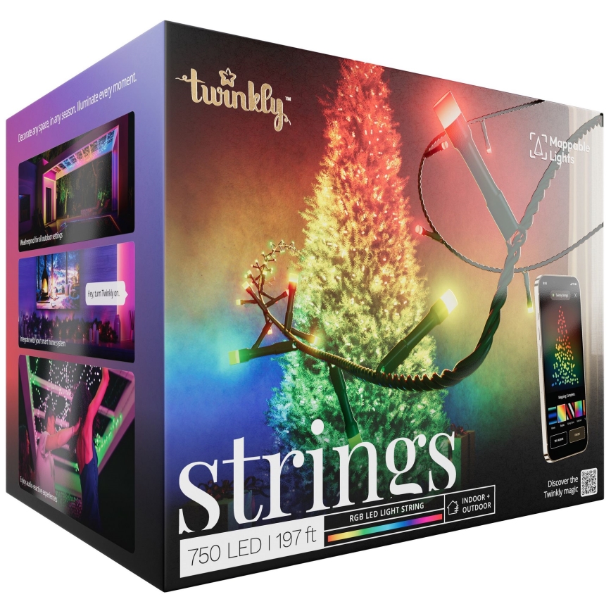 Twinkly - Corrente de Natal exterior LED RGB regulável 750xLED 63,5m IP44 Wi-Fi