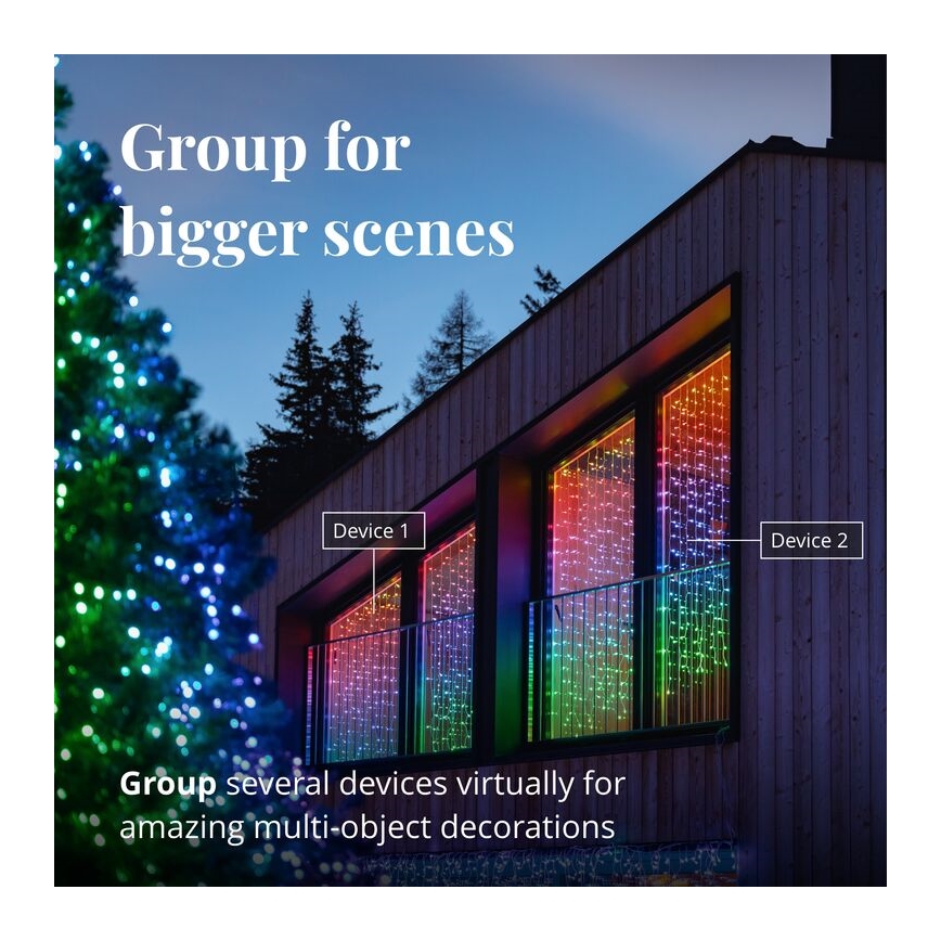 Twinkly - LED RGBW Regulação exterior Cortina de Natal CURTAIN 210xLED 6,1m IP44 Wi-Fi
