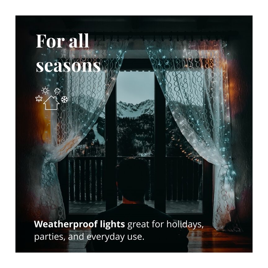 Twinkly - LED RGBW Regulação exterior Cortina de Natal CURTAIN 210xLED 6,1m IP44 Wi-Fi