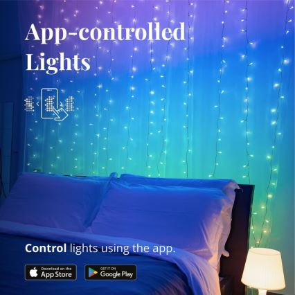 Twinkly - LED RGBW Regulação exterior Cortina de Natal CURTAIN 210xLED 6,1m IP44 Wi-Fi
