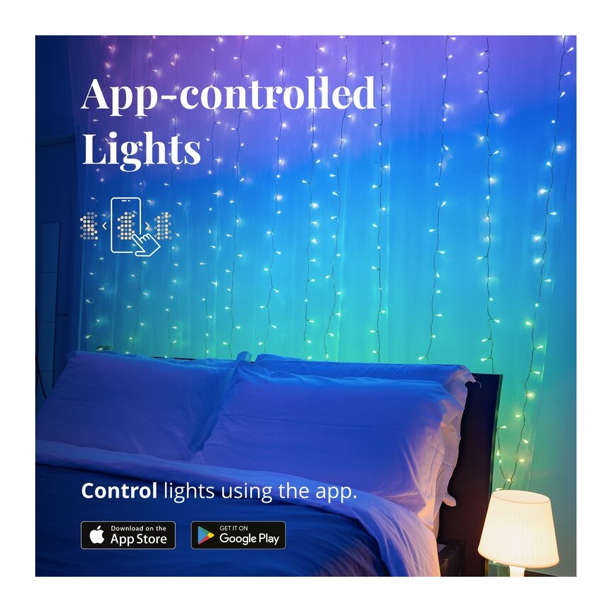 Twinkly - LED RGBW Regulação exterior Cortina de Natal CURTAIN 210xLED 6,1m IP44 Wi-Fi
