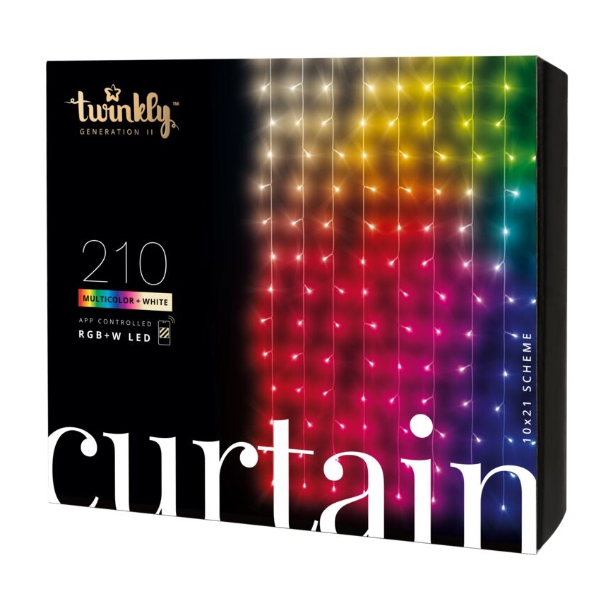 Twinkly - LED RGBW Regulação exterior Cortina de Natal CURTAIN 210xLED 6,1m IP44 Wi-Fi