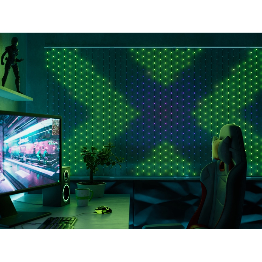 Twinkly - Cortina de Natal LED RGB regulável MATRIX 480xLED 1x1 m Wi-Fi