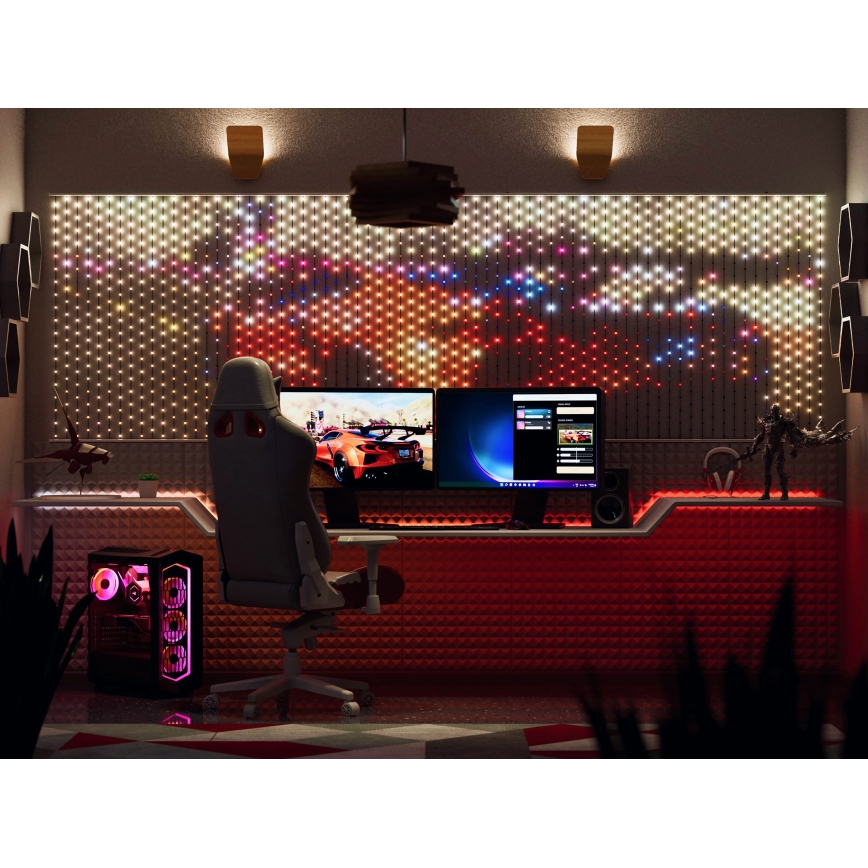 Twinkly - Cortina de Natal LED RGB regulável MATRIX 480xLED 1x1 m Wi-Fi