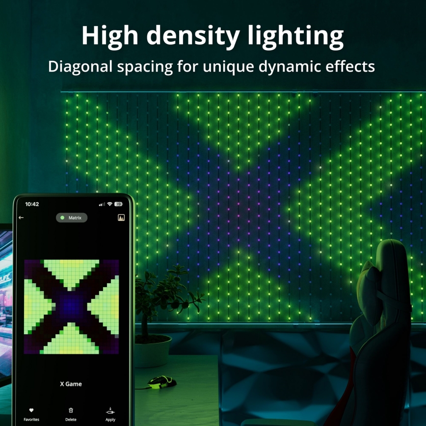 Twinkly - Cortina de Natal LED RGB regulável MATRIX 480xLED 1x1 m Wi-Fi
