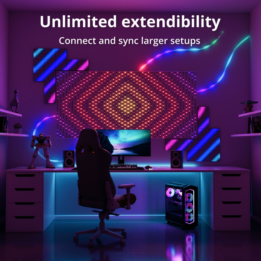 Twinkly - Cortina de Natal LED RGB regulável MATRIX 480xLED 1x1 m Wi-Fi
