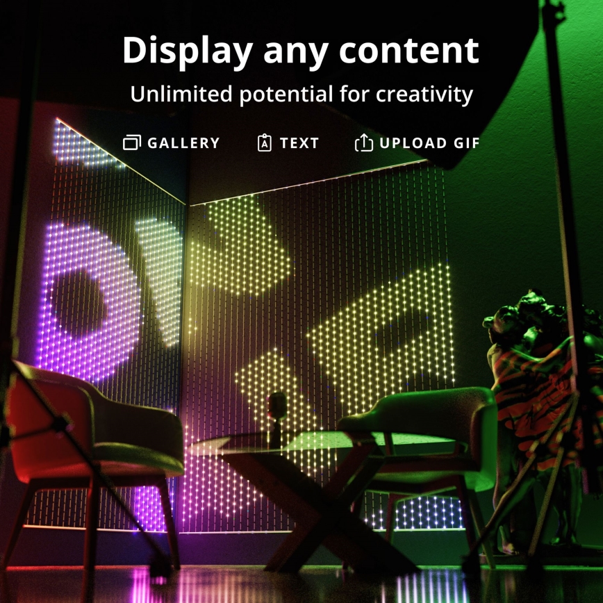 Twinkly - Cortina de Natal LED RGB regulável MATRIX 480xLED 1x1 m Wi-Fi
