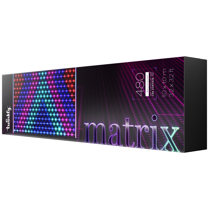 Twinkly - Cortina de Natal LED RGB regulável MATRIX 480xLED 1x1 m Wi-Fi