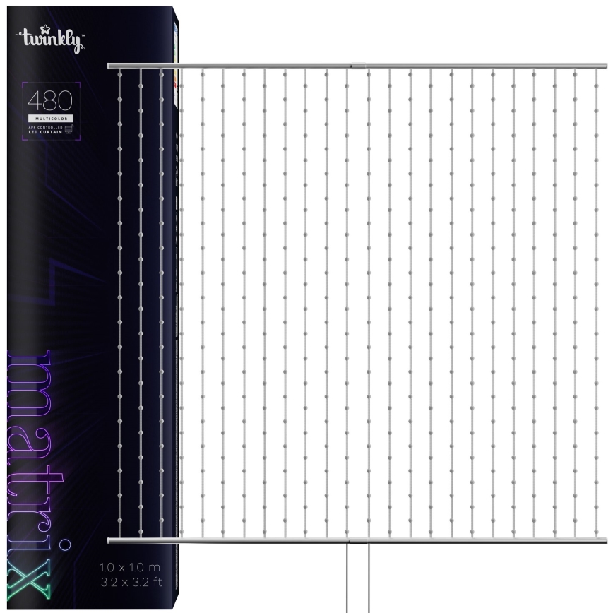 Twinkly - Cortina de Natal LED RGB regulável MATRIX 480xLED 1x1 m Wi-Fi