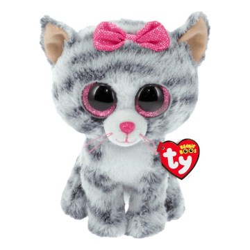 TY - Brinquedo de peluche KIKI gato 15 cm cinzento