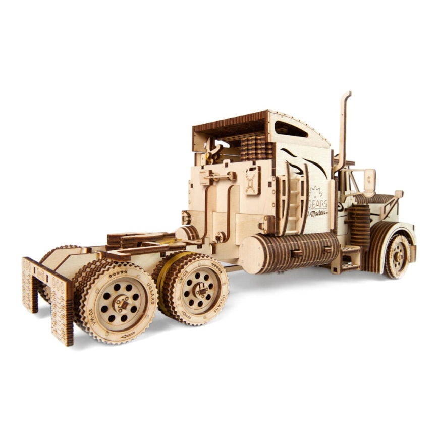 Ugears - 3D puzzle mecânico de madeira Camião com semi-reboque Heavy Boy