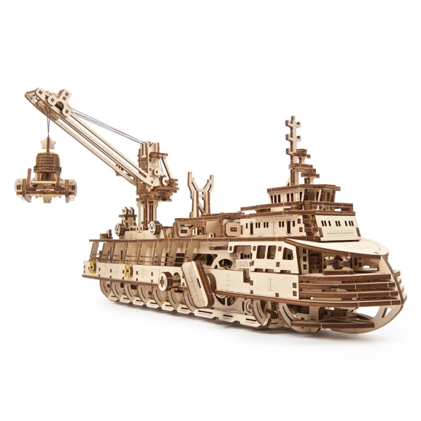 Ugears - 3D puzzle mecânico de madeira Navio de investigação