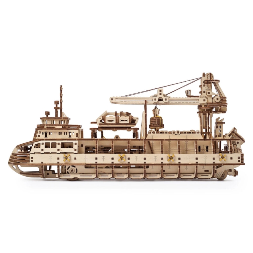 Ugears - 3D puzzle mecânico de madeira Navio de investigação