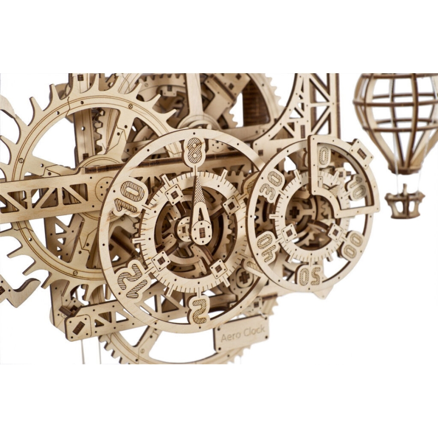 Ugears - 3D puzzle mecânico de madeira Relógio de parede Aero