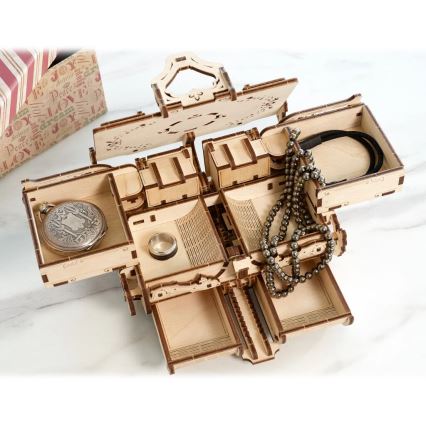 Ugears - Puzzle 3D mecânico de madeira Caixa para jóias vintage