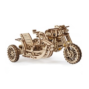 Ugears - Puzzle 3D mecânico de madeira Mota Scrambler com carrinho