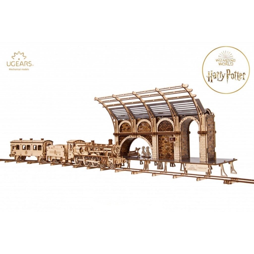 Ugears - Puzzle 3D mecânico em madeira Harry Potter plataforma do comboio