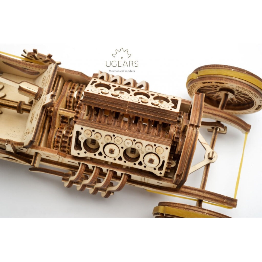 Ugears - Quebra-cabeça mecânico 3D de madeira U9 Carro Grand Prix