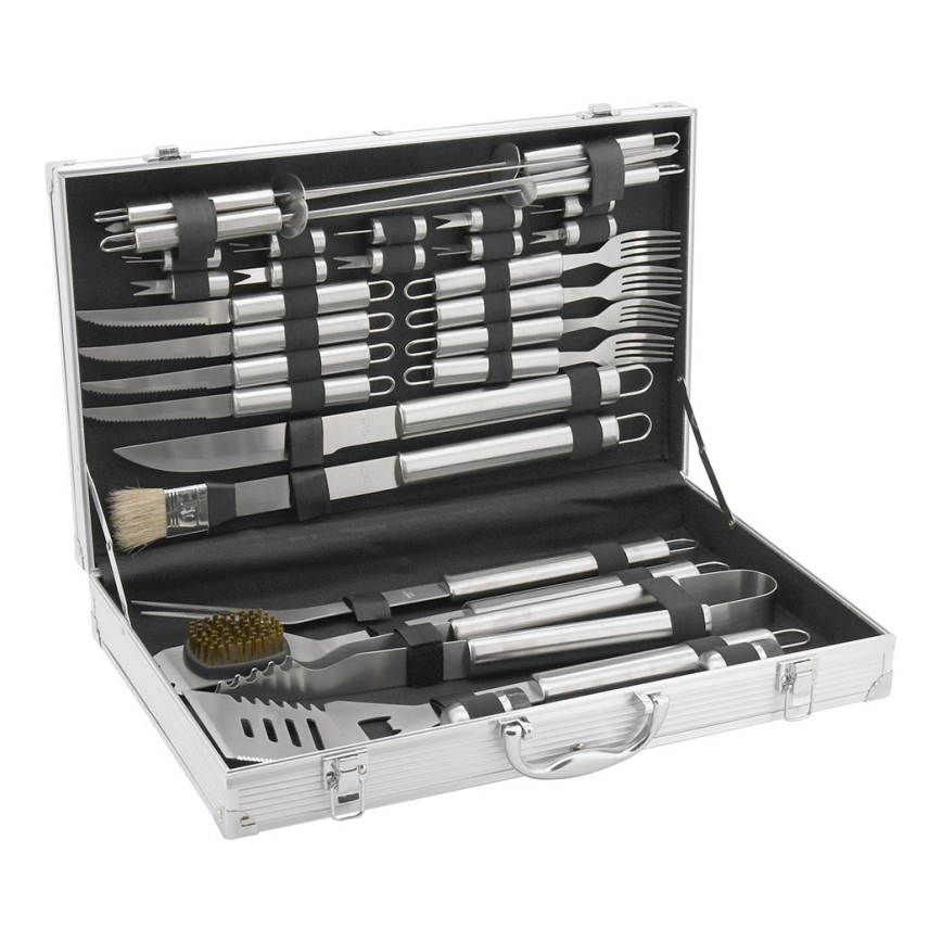 Utensílios de grelhar em aço inoxidável com caixa 30 pcs