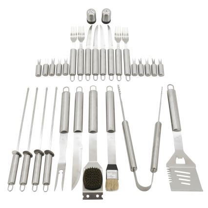 Utensílios de grelhar em aço inoxidável com caixa 30 pcs