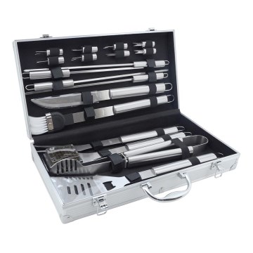 Utensílios de grelhar em aço inoxidável com uma caixa 18 pcs