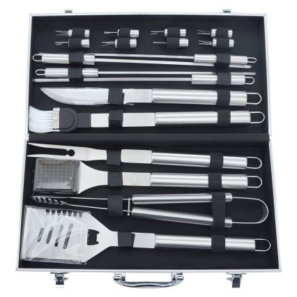 Utensílios de grelhar em aço inoxidável com uma caixa 18 pcs
