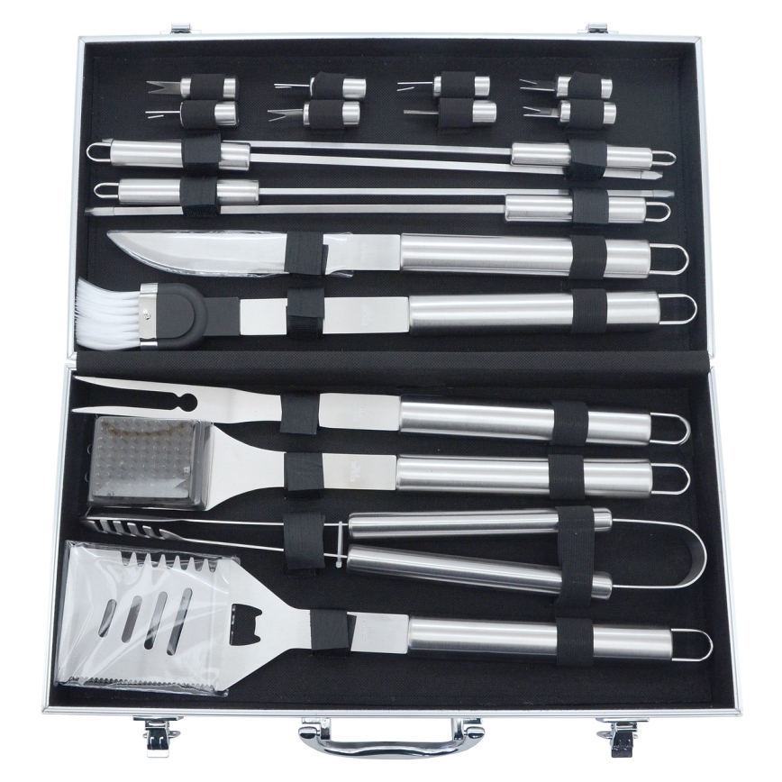 Utensílios de grelhar em aço inoxidável com uma caixa 18 pcs