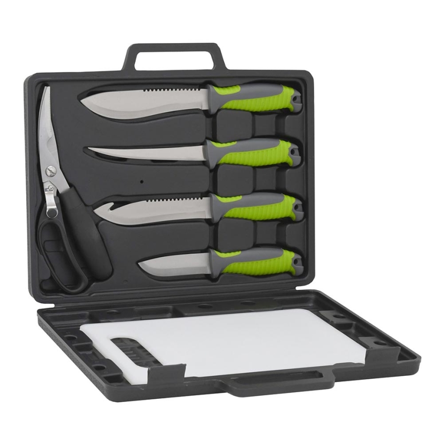 Utensílios de grelhar em aço inoxidável com uma caixa de 6 unid.