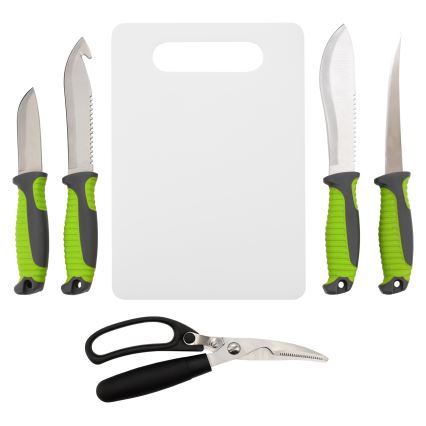 Utensílios de grelhar em aço inoxidável com uma caixa de 6 unid.