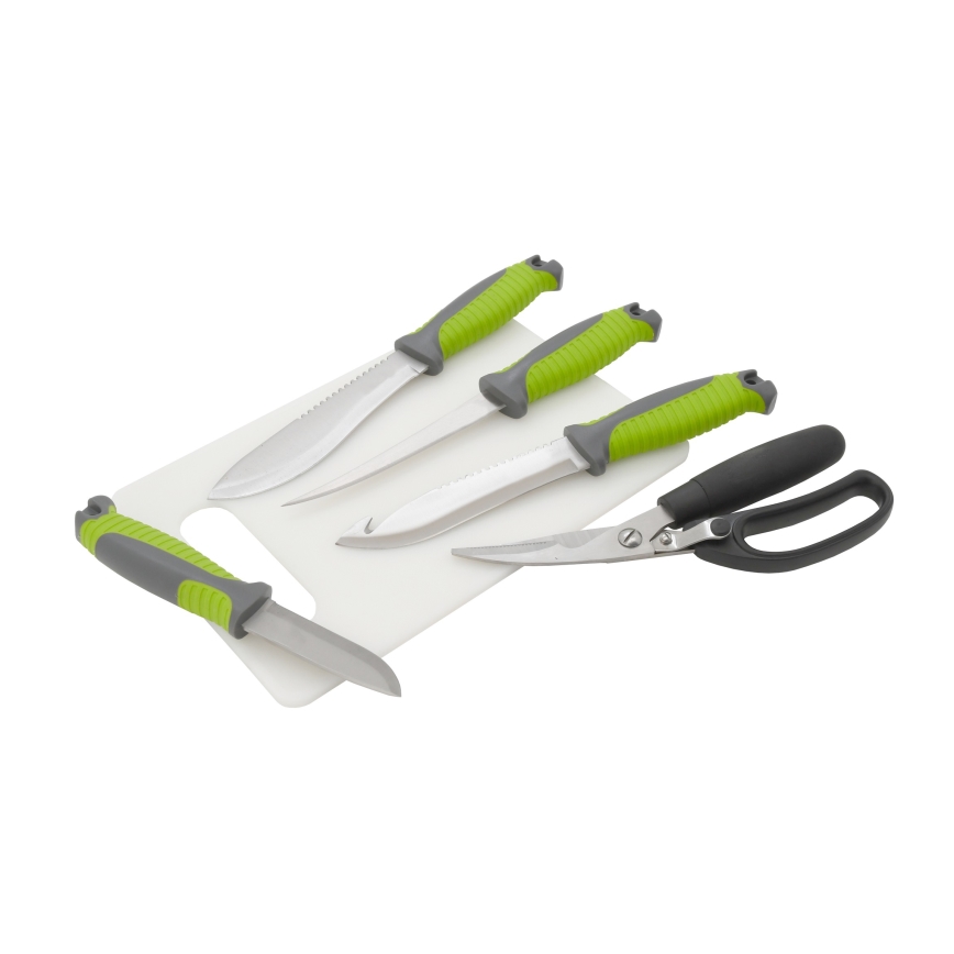 Utensílios de grelhar em aço inoxidável com uma caixa de 6 unid.