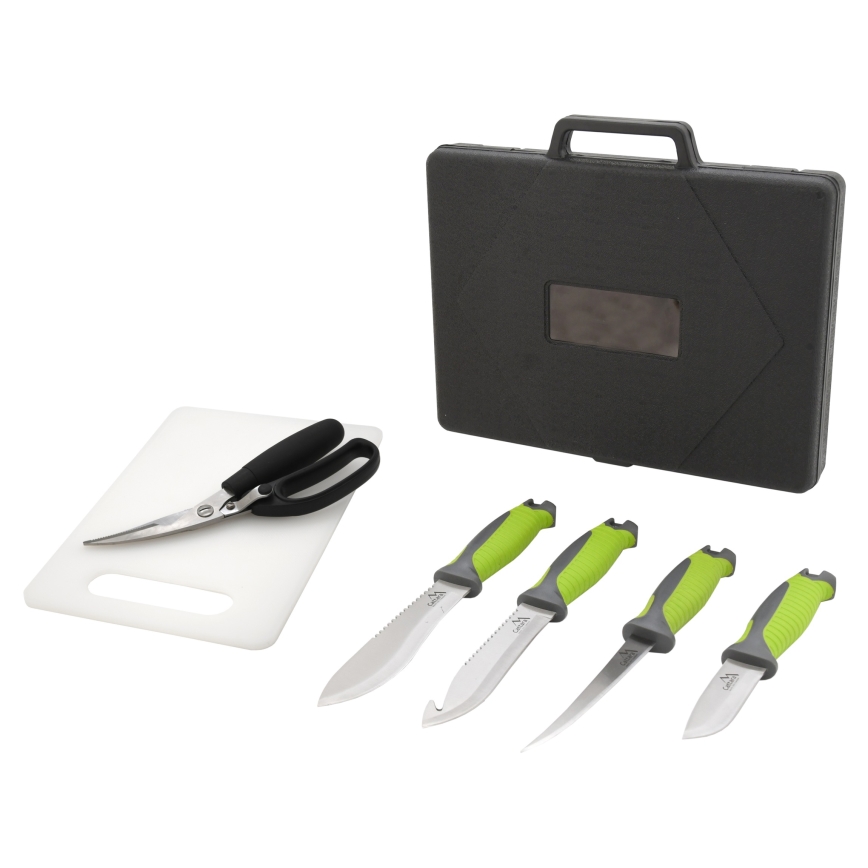 Utensílios de grelhar em aço inoxidável com uma caixa de 6 unid.
