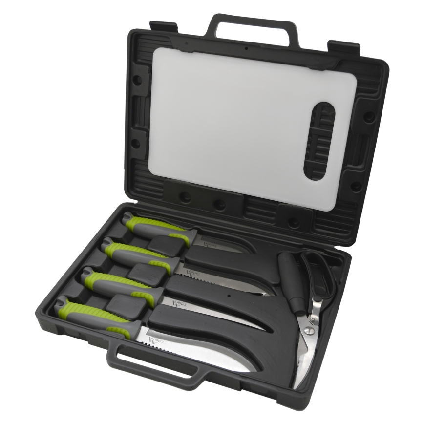 Utensílios de grelhar em aço inoxidável com uma caixa de 6 unid.