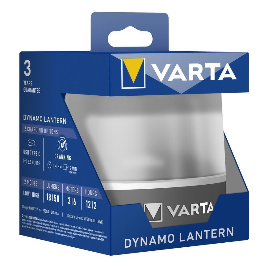 Varta 17670101111 - iluminação LED recarregável DYNAMO LANTERN LED/5V IP54