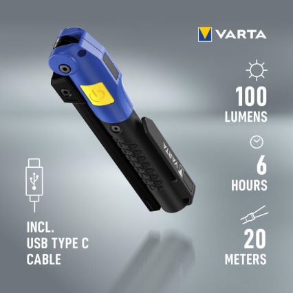 Varta 18649101401 - Lanterna recarregável LED WORK FLEX F20R LED/5V IP54