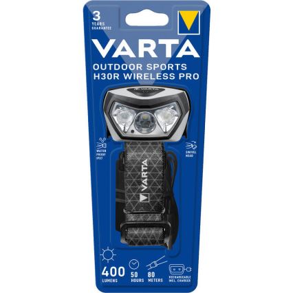 Varta 18650101401 - Luz de cabeça regulável LED com carregamento sem fios OUTDOOR SPORTS LED/5V 1800mAh IPX7