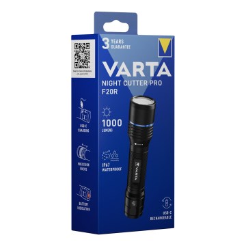 Varta 18920101111 - Lanterna recarregável LED NIGHT CUTTER PRO F20R LED/USB IP67 2600 mAh