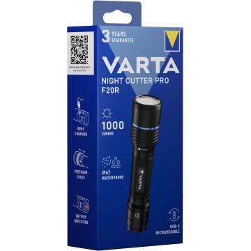 Varta 18920101111 - Lanterna recarregável LED NIGHT CUTTER PRO F20R LED/USB IP67
