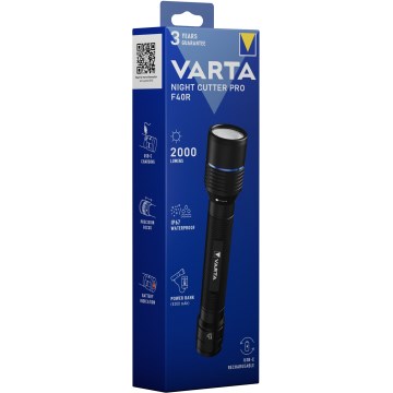 Varta 18922101111 - Lanterna recarregável LED com power bank NIGHT CUTTER PRO F40R LED/USB IP67