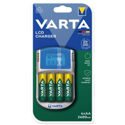 Varta 57070201451 - LCD Carregador de pilhas 4xAA/AAA 2600mAh 5V