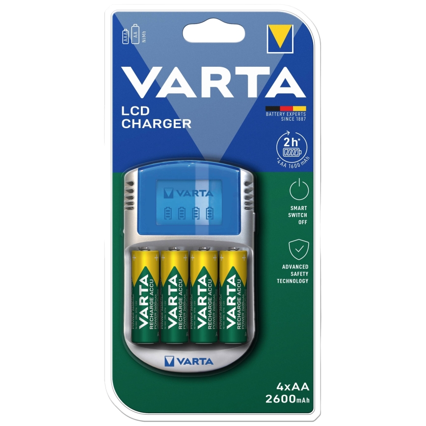 Varta 57070201451 - LCD Carregador de pilhas 4xAA/AAA 2600mAh 5V