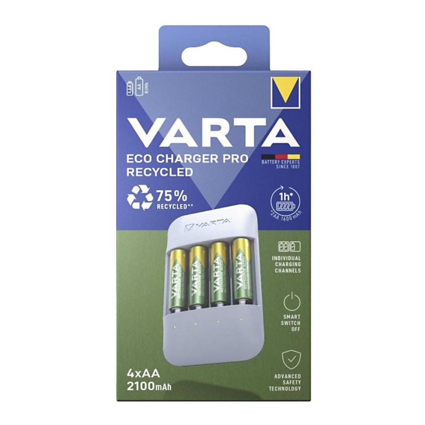 Varta 57683101121 - Carregador de pilhas 4xAA/AAA 2100mAh 5V
